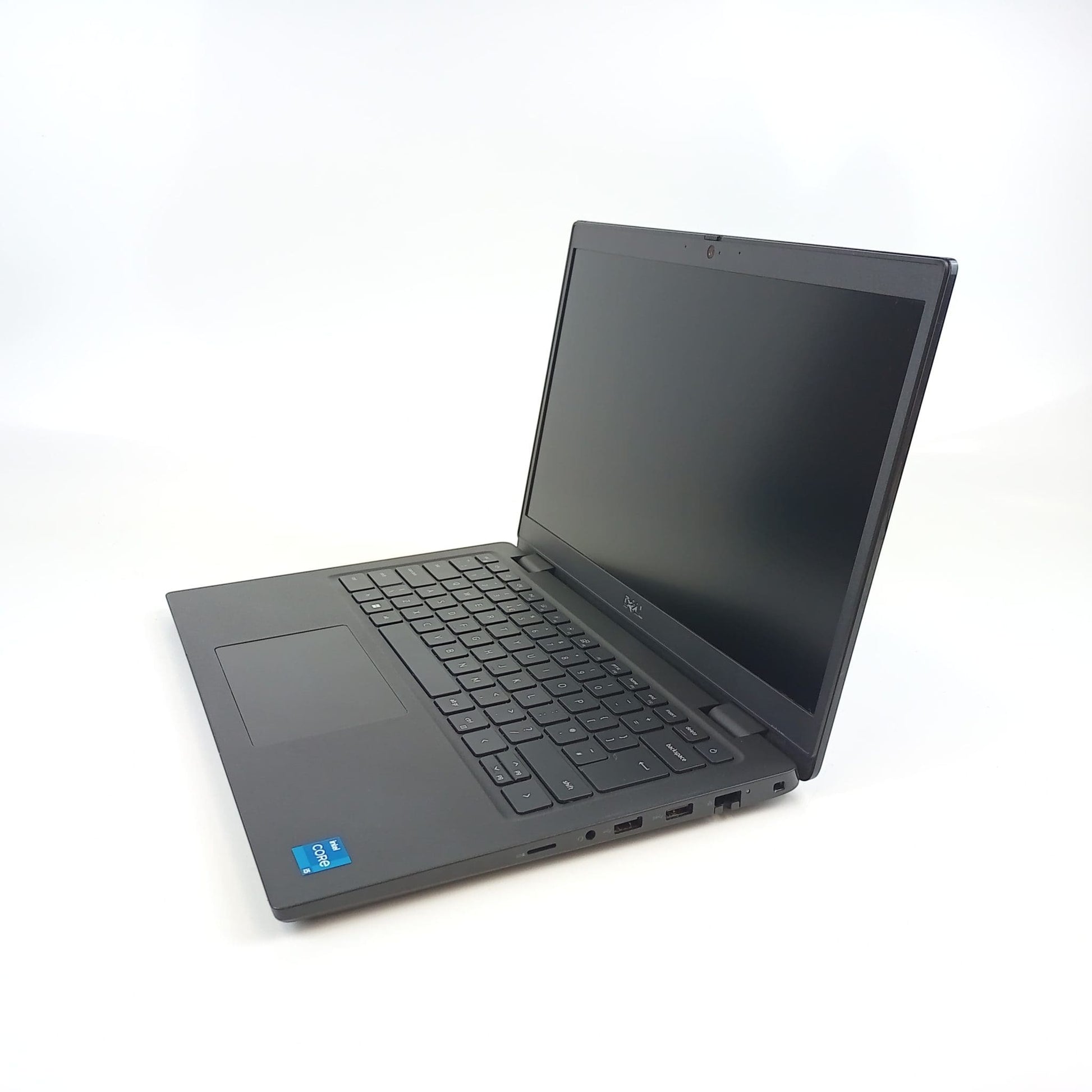 Black laptop on a white background