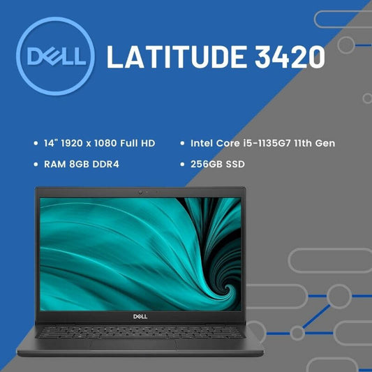 Dell Latitude 3420 14" Intel Core i5 11th Gen 8GB Ram 256GB SSD Windows 11 Pro - Refurbished